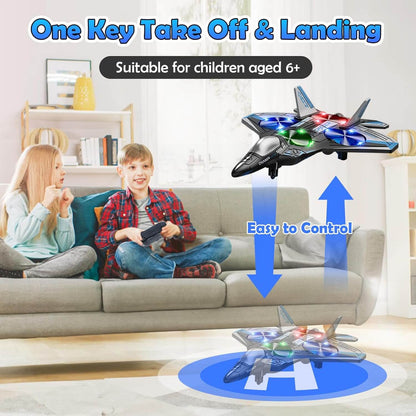 RC Stunt Fighter Jet with LED Lights – Anti-Collision Foam Drone