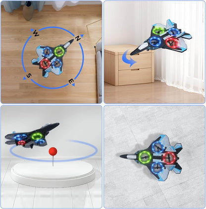 RC Stunt Fighter Jet with LED Lights – Anti-Collision Foam Drone