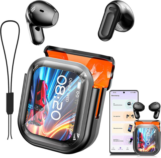 Smart LCD Earbuds with Built-in Apps: Music, Video & AI Translator