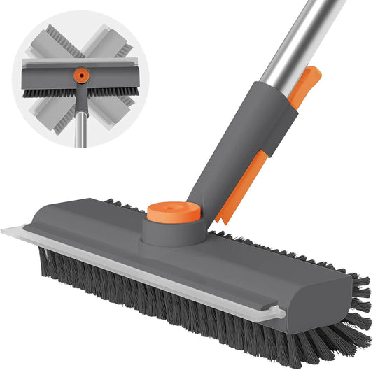 Heavy-Duty 3-in-1 Floor Scrub Brush with Squeegee