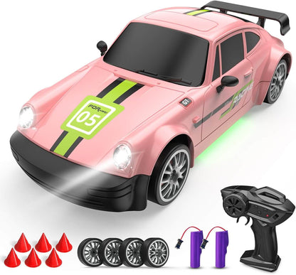 1:20 Scale 4WD High-Speed RC Drift Muscle Car (20km/h) with LED Lights & Extra Tires