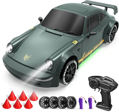 1:20 Scale 4WD High-Speed RC Drift Muscle Car (20km/h) with LED Lights & Extra Tires